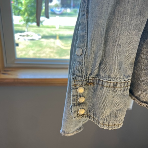 Denim Ruffle Shirt - Picture 2 of 7